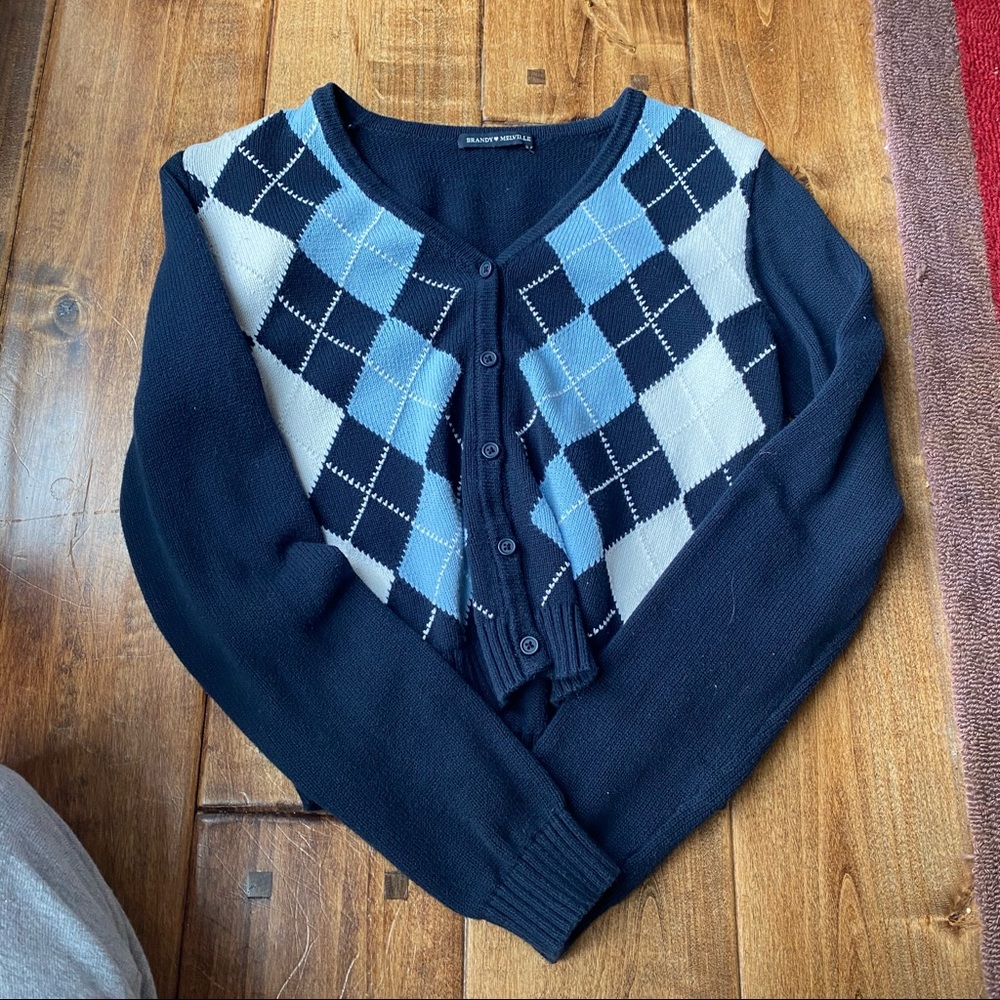 Brandy Melville Elizabeth Cotton Argyle Sweater